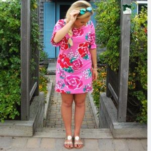 LILLY PULITZER SOMERSET DRESS HOTTY PINK A THING CALLED LOVE WOMENS SZ LARGE